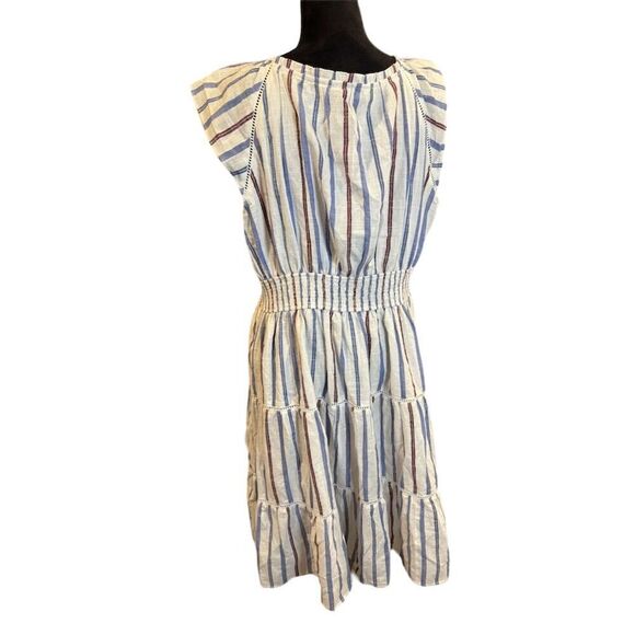 Wayward Fancy Women's Midi Dress Stripe Smocked Waist Flutter Sleeve Large - Picture 3 of 8
